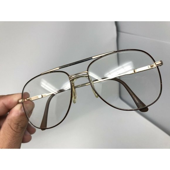 Vintage Viva Eyeglasses MOD1017 BRD 57[]18 140 Eyeglass Gold Brown Aviator Frame - Picture 9 of 12